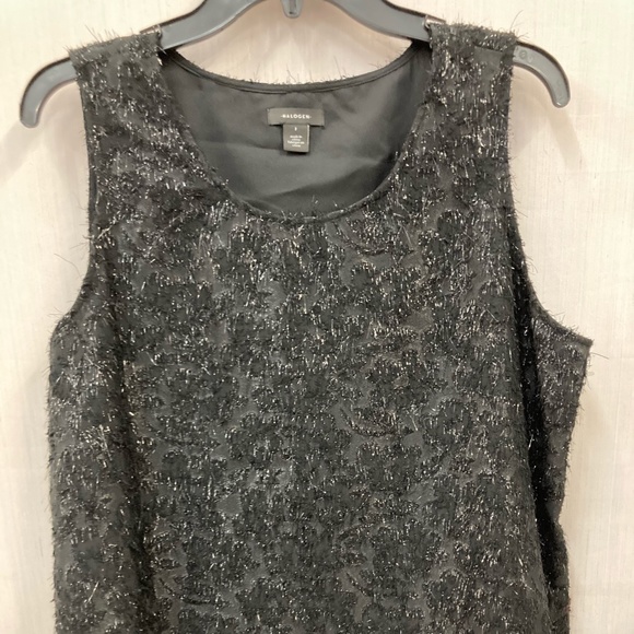 NWT Halogen Black/ Sparkle fuzz Sleeveless Top - Picture 1 of 3